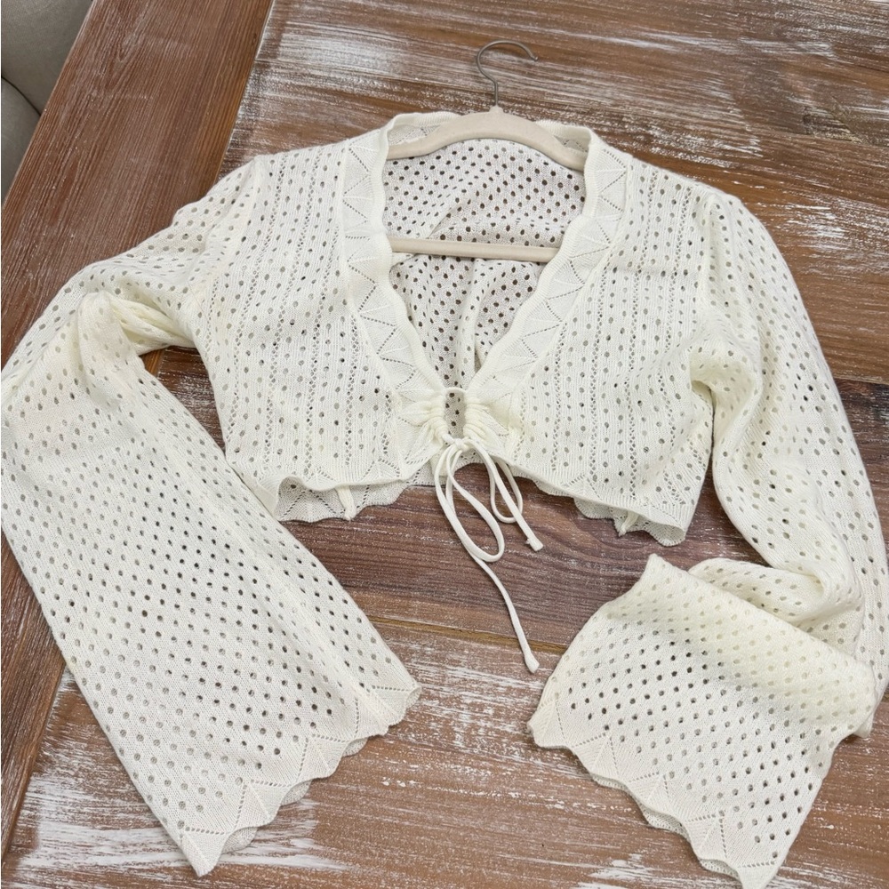 Elegant Cream Crochet Women Top
